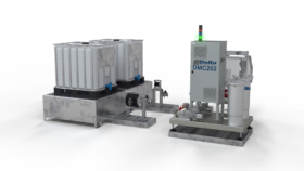 Pump and dosing installation for adhesives and fluids